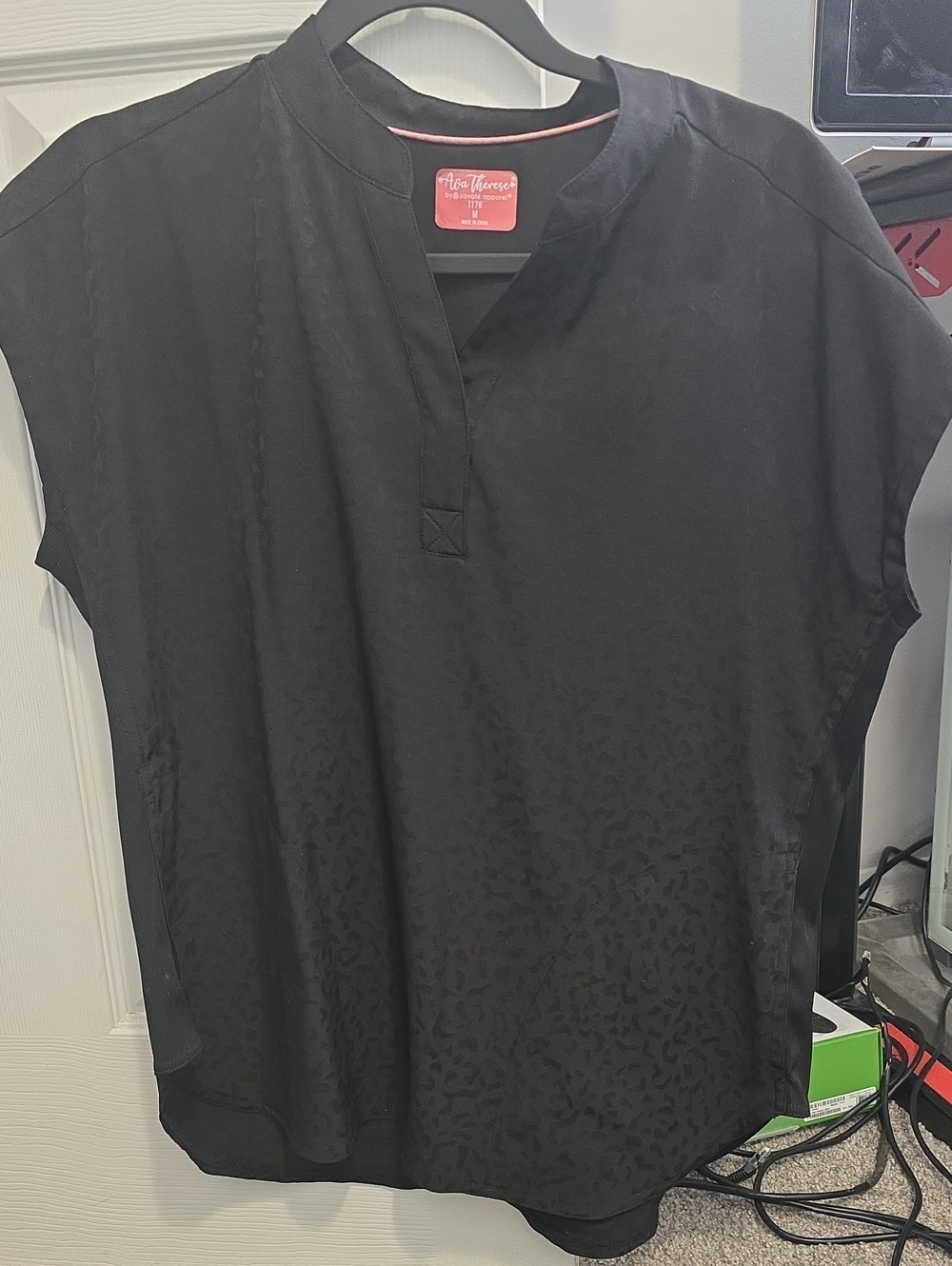 Ava Therese  Black Short Sleeve V-Neck Blouse